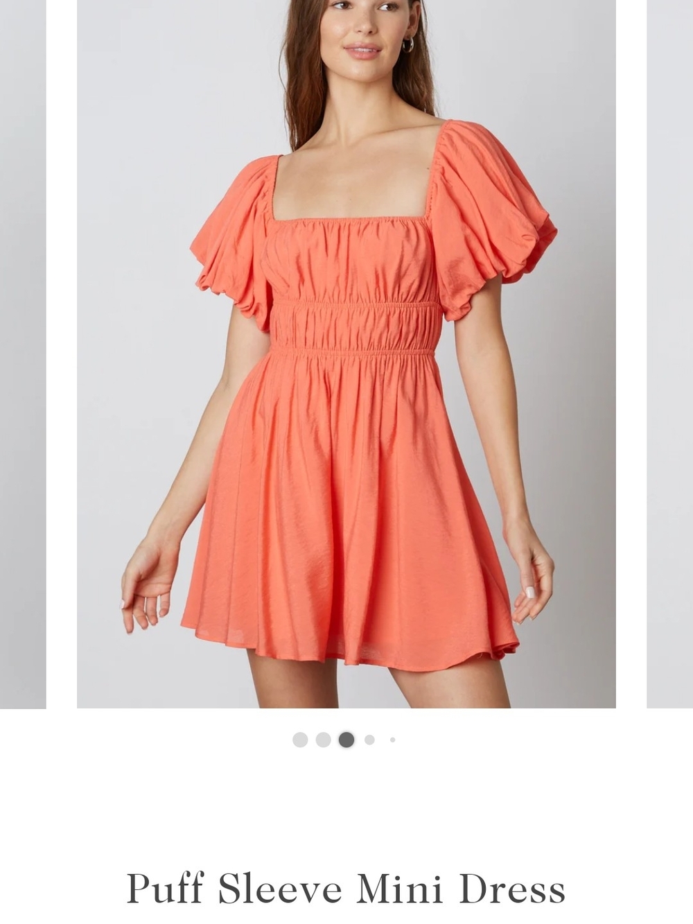 Altar'd State Coral Puff-Sleeve Mini Dress Size Large